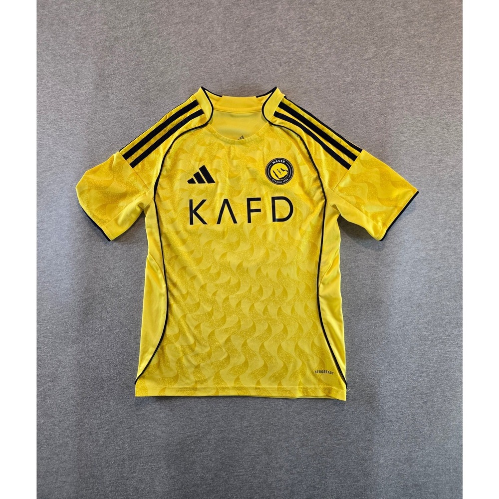 Adidas Al-Nassr Ronaldo Jersey Kids M 11-12 Yellow 2025-26 Home Soccer Shirt #7